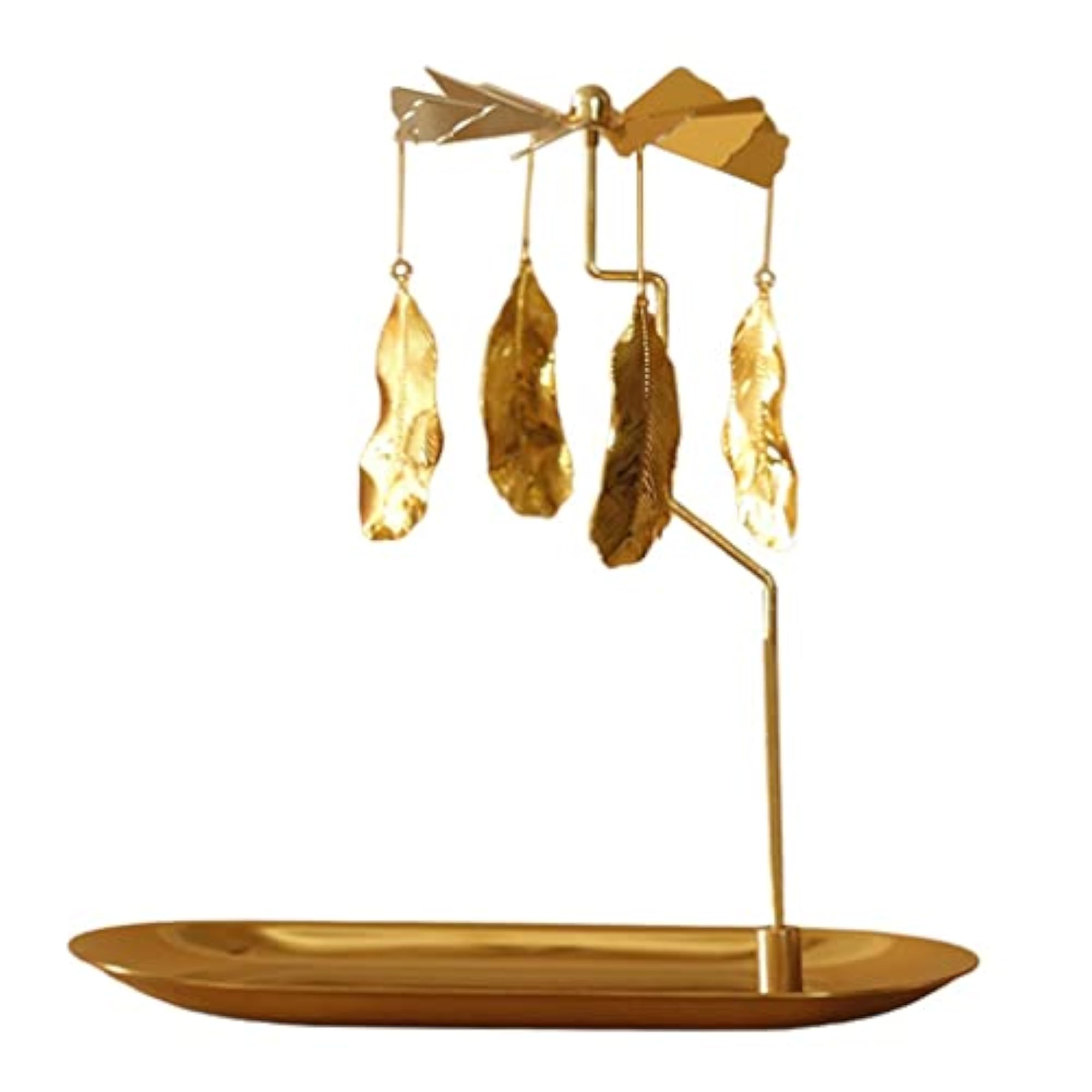 Rotating Spinning Tea Light Holder Stand Feather